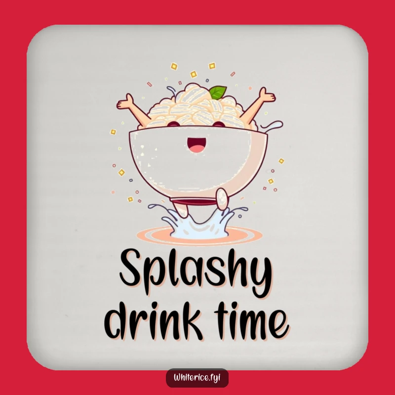 Funny Kawaii Rice Bowl Drink Coaster: Protect Surfaces with Hilarious Splash Art Gift