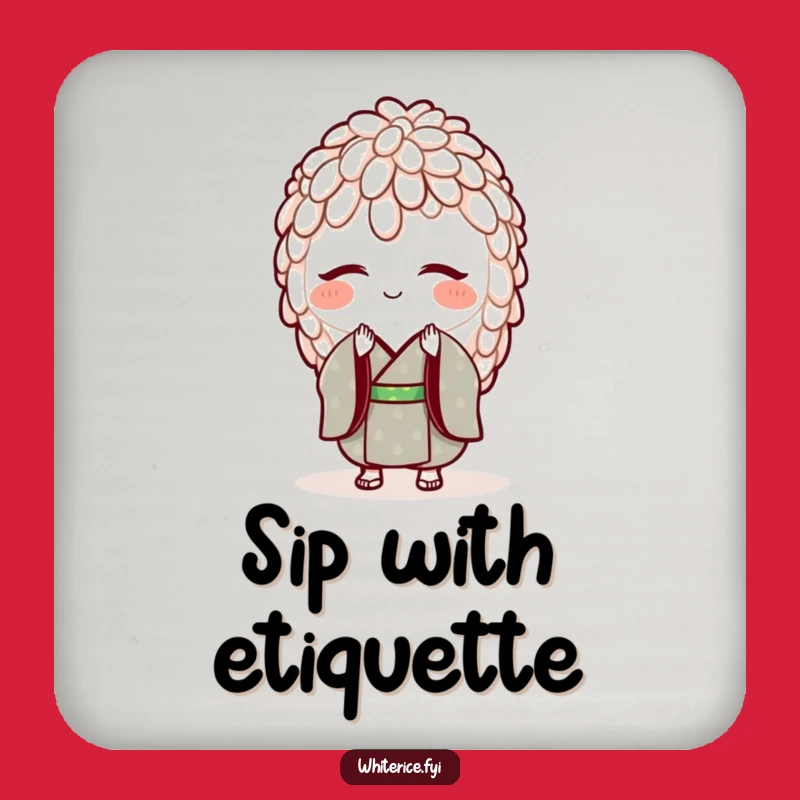 Funny Rice Kimono Drink Coaster: Protect Surfaces with Polite Bowing Flair