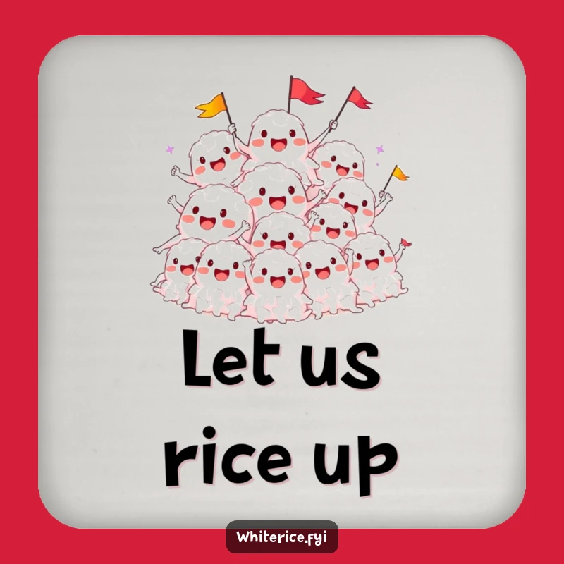 Funny Rice Pile Cheers Coaster: Protect Surfaces with Happy Characters