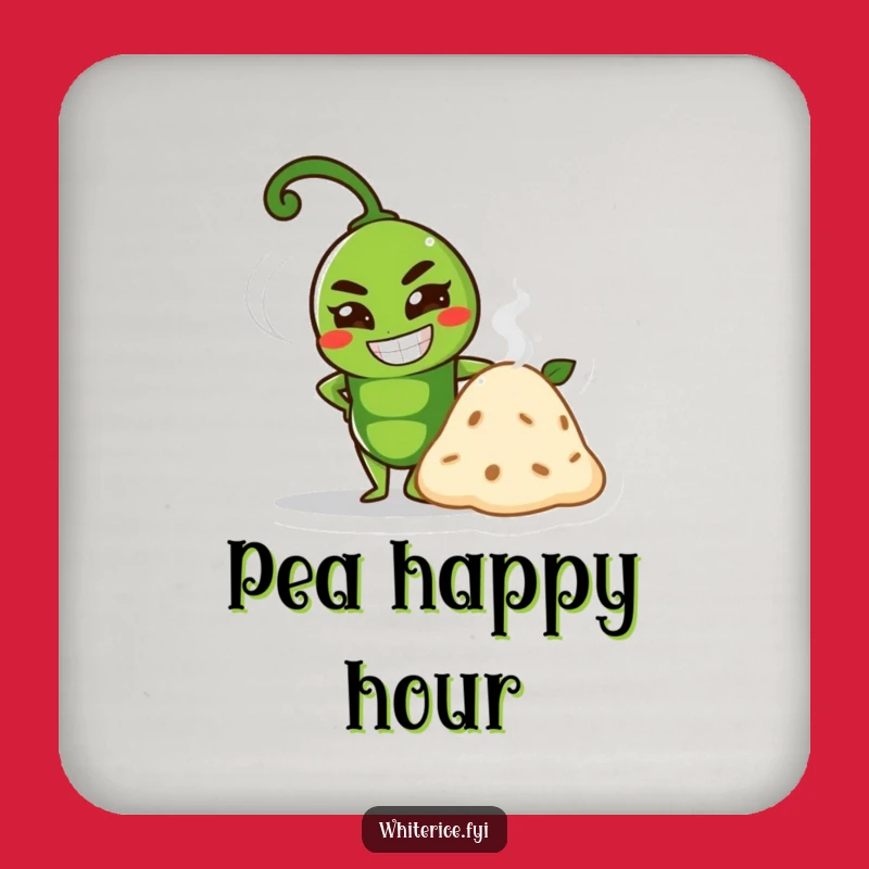 Funny Pea Proud Grin Coaster: Protect Surfaces with Determined Veggie Humor