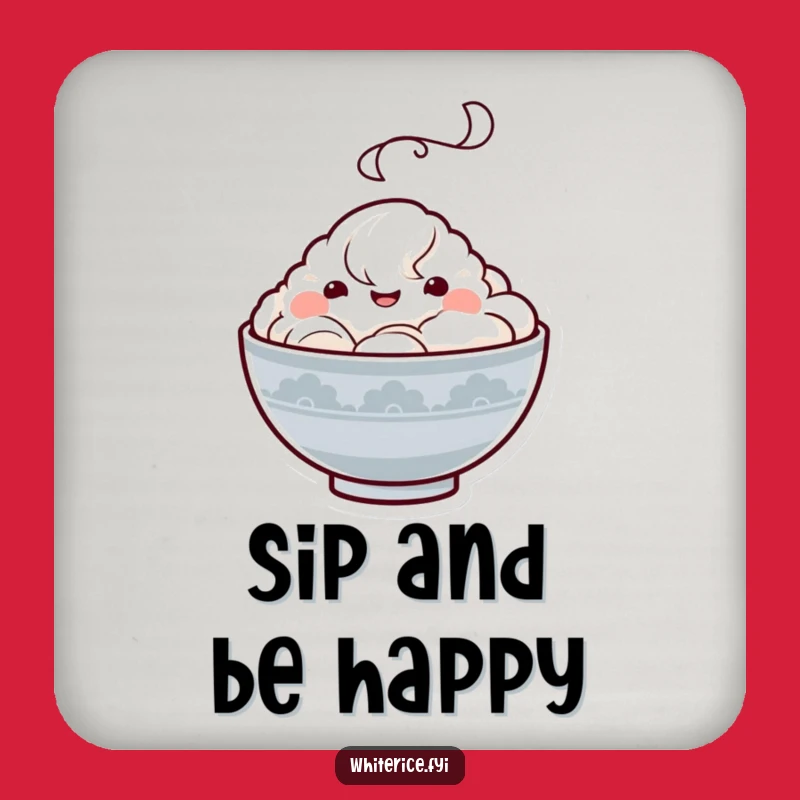 Funny Kawaii Rice Bowl Coaster: Happy Character Protecting Surfaces, Cute Gift