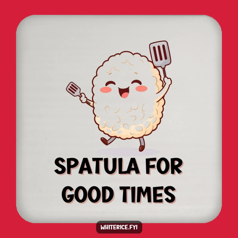 Funny Rice Dancing Spatula Coaster: Cute Food Character Drink Accessory Gift