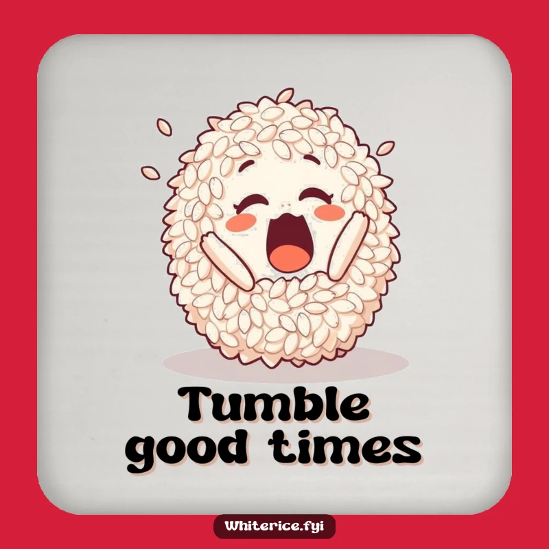 Funny Tumbling Rice Drink Coaster: Protect Surfaces with Playful Art