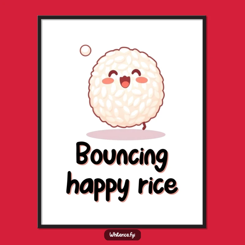 Funny Rice Baller Poster: Happy Grain Bouncing Ball Playful Wall Art Gift