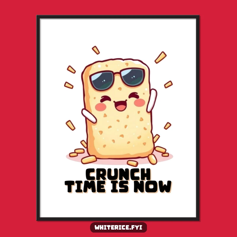 Funny Rice Cracker Snap Poster: Kawaii Art for Crisp Laughs & Snack Decor