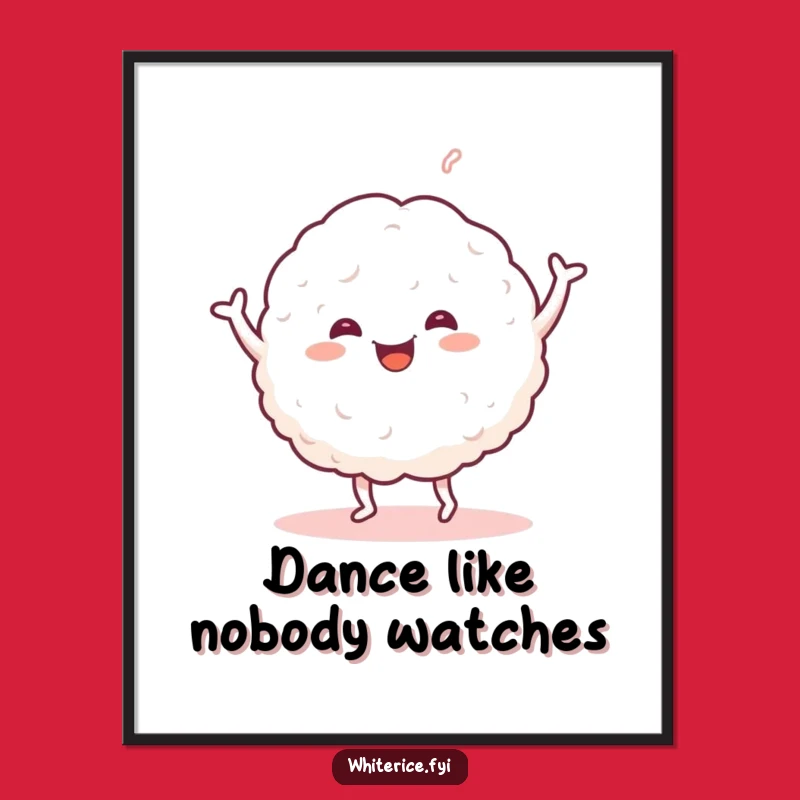 Funny Dancing Rice Poster: Cheerful Glob of Joy for Your Walls