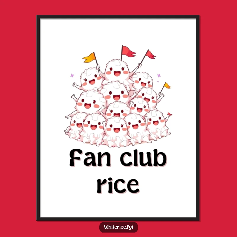 Funny Rice Pile Cheers Poster: Happy Characters Art for Festive Decor