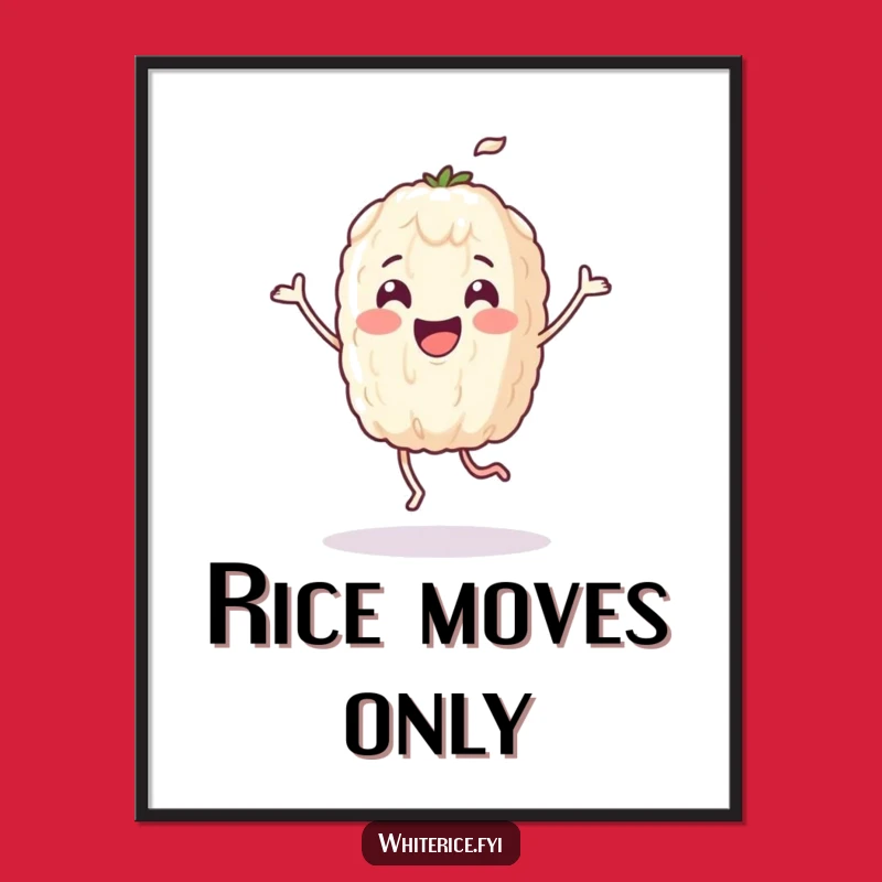 Funny Dancing Rice Grain Poster: Joyful Character Art Print, Gift Idea!