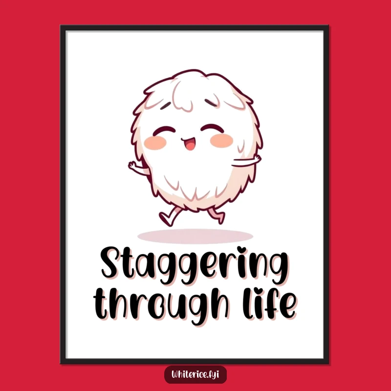 Funny Giggling Rice Stagger Poster, Whimsical Cartoon Wall Art Gift