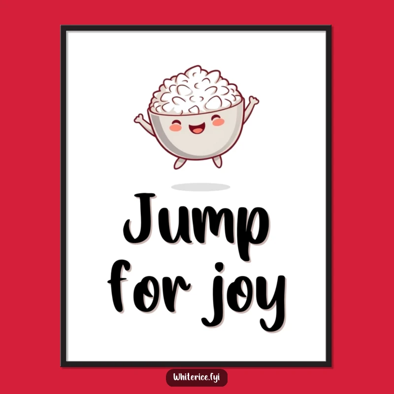 Funny Jumping Rice Poster - Playful Food Wall Art Gift