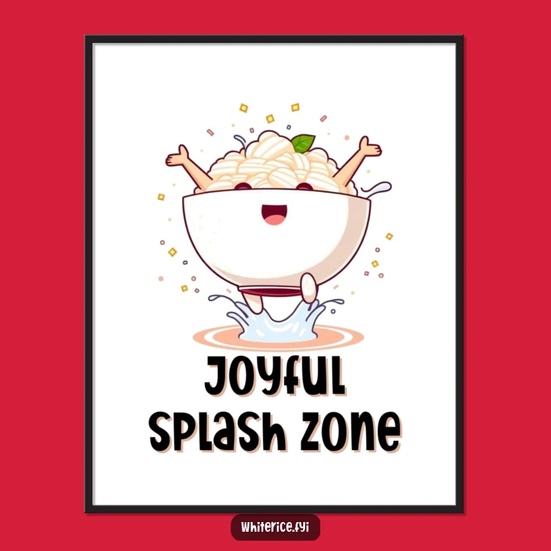 Funny Kawaii Rice Bowl Poster: Vibrant & Hilarious Wall Art Gift