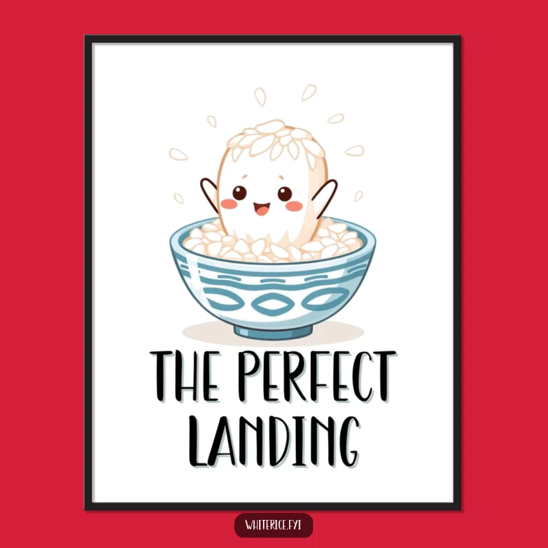 Funny Kawaii Rice Leap Poster: Happy Grain Wall Art Funny Gift for Decor