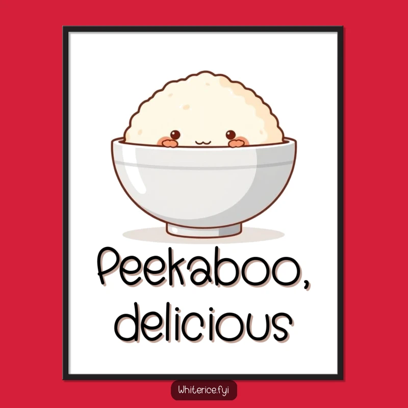 Funny Rice Cake Poster: Decorate with Shy Peeking Treat Art