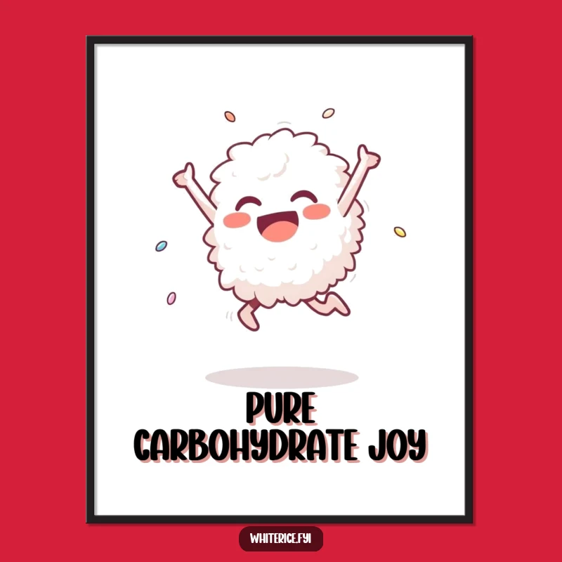 Funny Rice Celebration Poster: Delighted Grain’s Leap, Perfect Decor & Funny Gift