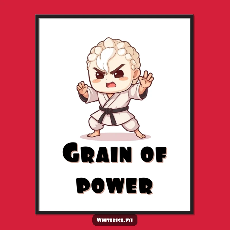 Funny Rice Fighter Poster - Delighted Grain Martial Arts Wall Art Gift