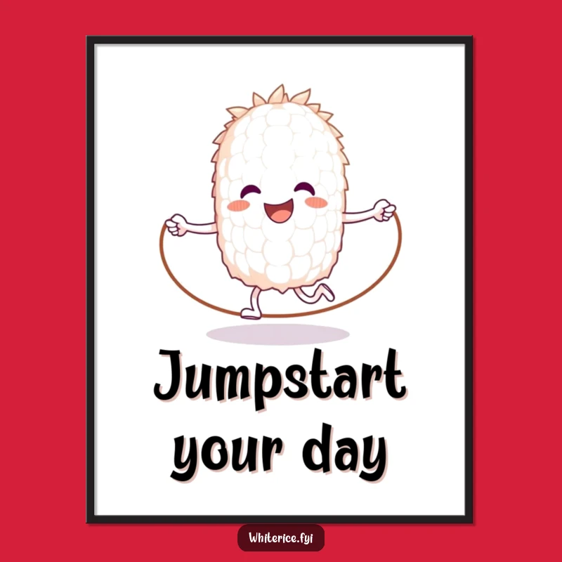 Funny Rice Jumps Rope Poster: Happy Grain Art for a Motivating Space