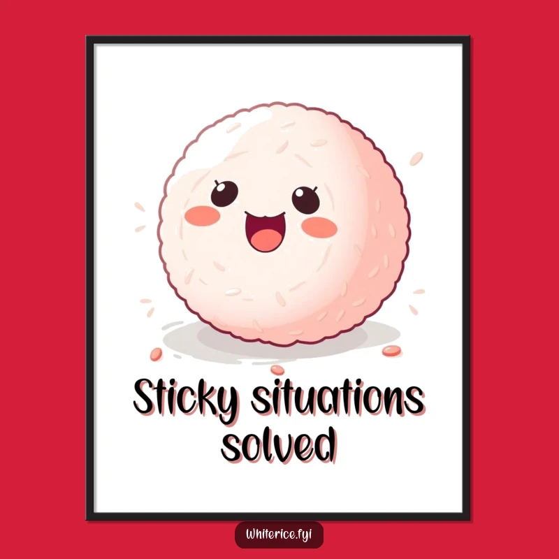 Funny Sticky Rice Ball Poster: Vibrant Kawaii Art, Perfect Wall Decor Gift