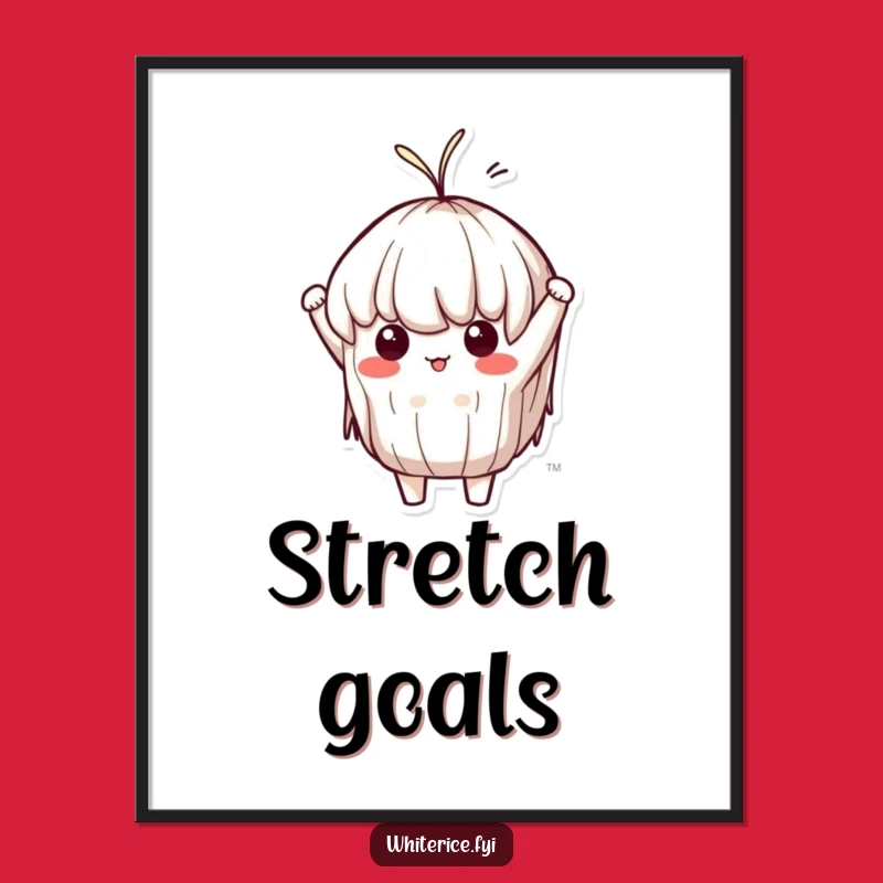 Funny Sticky Rice Stretch Poster: Determined Kawaii Art, Perfect Gift Decor