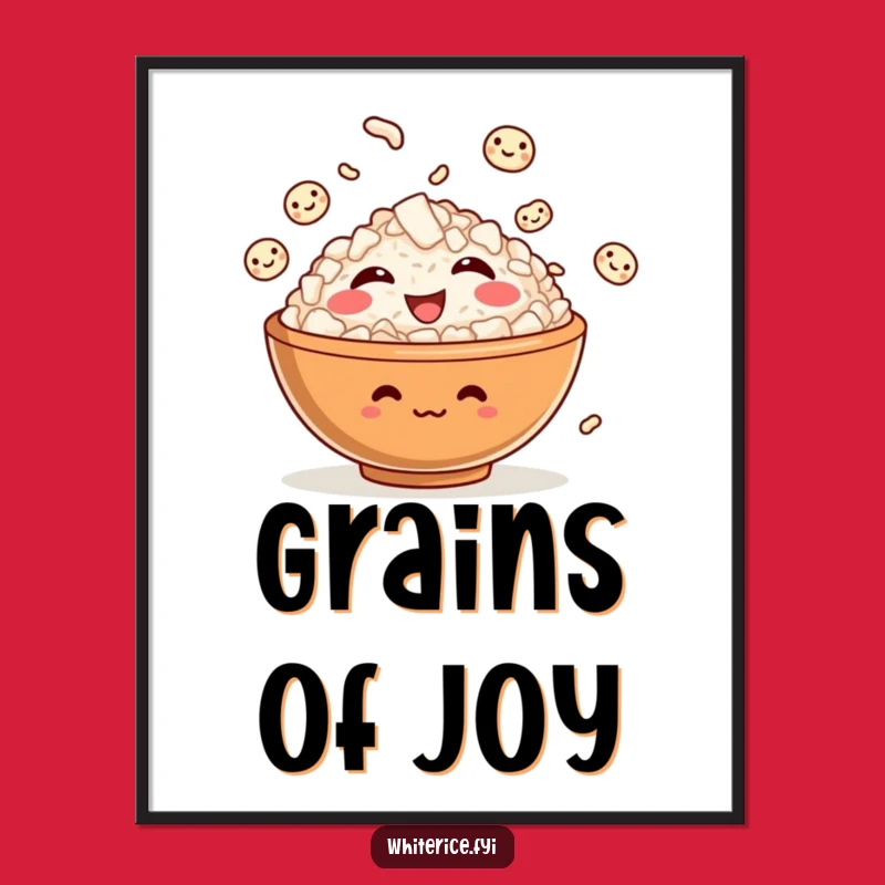 Funny Rice Bowl Poster: Giggling Character Art, Perfect for Kitchen and Funny Gift Decor