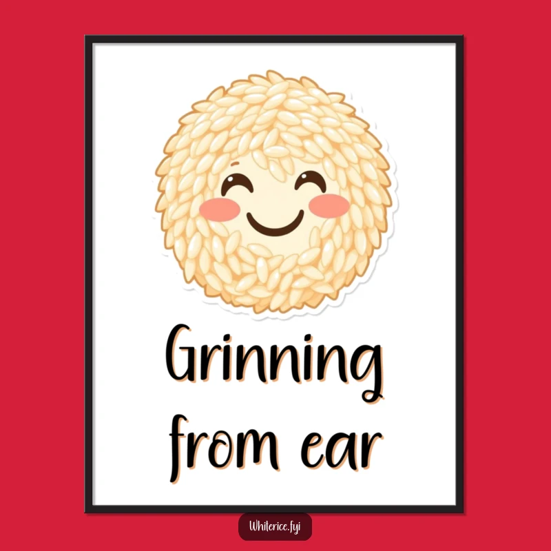 Funny Smiley Rice Poster: Cheerful Glob of Joy for Your Walls
