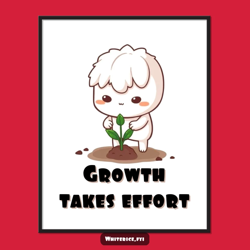 Funny Determined Rice Poster: Inspire Your Space with Humorous Grit