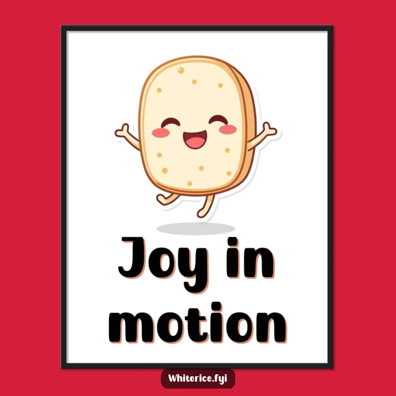 Funny Rice Cake Poster: Bouncing Character Art, Perfect for Walls and Funny Gift Decor