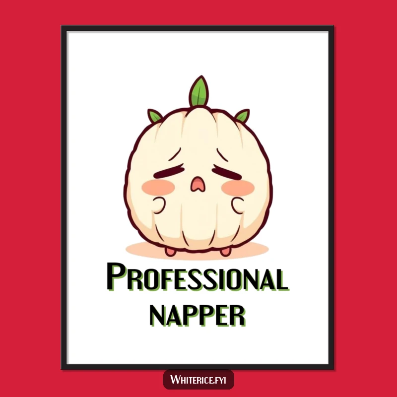 Funny Sleepy Rice Poster: Yawning Character Art, Cozy Decor, Gift Idea!