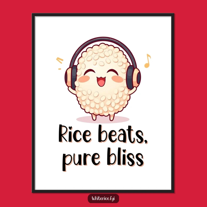 Funny Delighted Rice Poster - Earmuff Music Grain Wall Art Gift