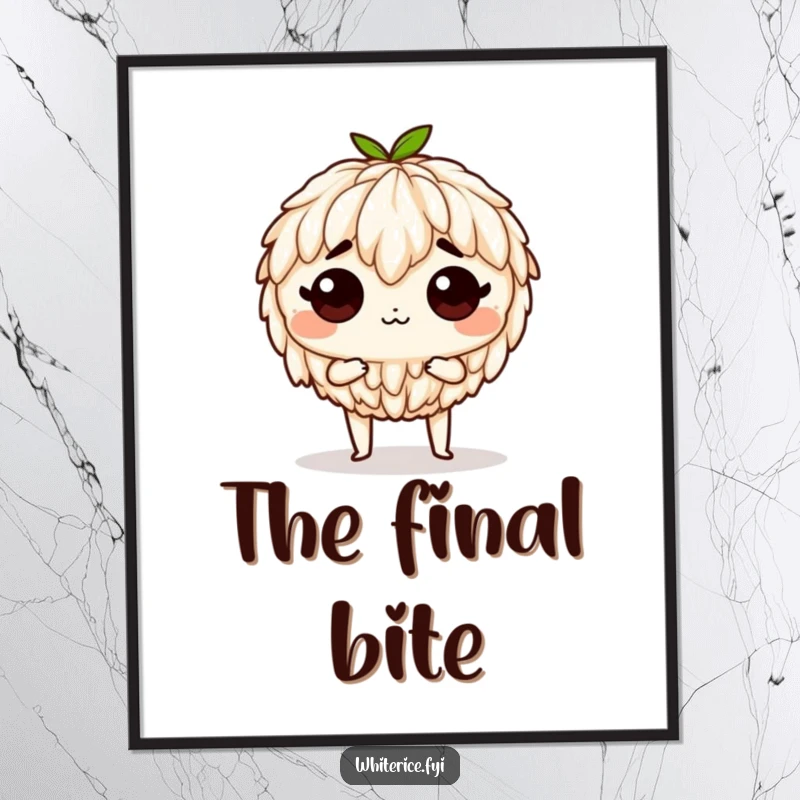 Funny determined rice poster, ready to be eaten, a humorous and artistic representation of embracing the meal.