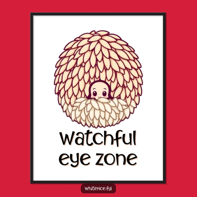 Funny Curious Rice Grain Poster - Peeking Art Print, Hilarious Wall Decor
