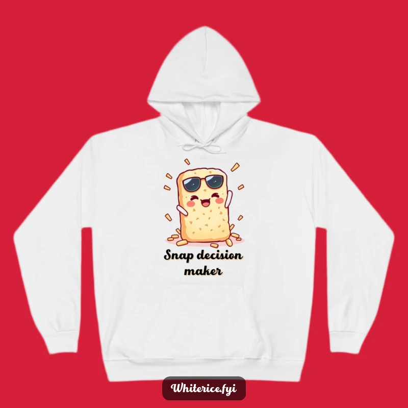 Funny Kawaii Rice Cracker Snap Hoodie: Cozy Humor & Snack Lover Gift