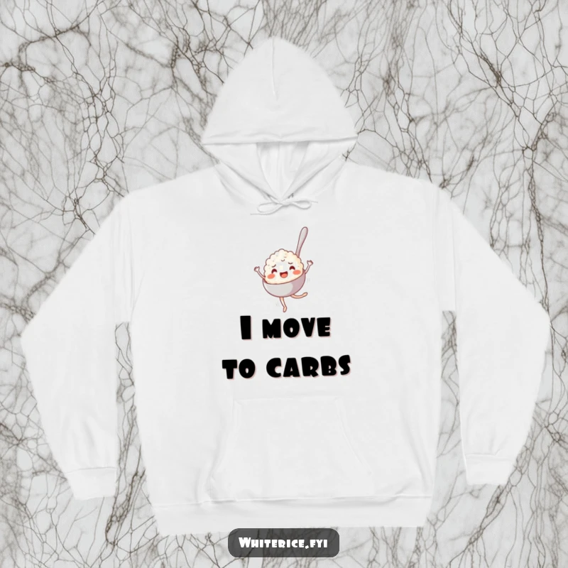 Funny Hoodie: A joyful spoonful of rice gracefully pirouetting, offering warmth and a dose of delightful cartoon mischief.
