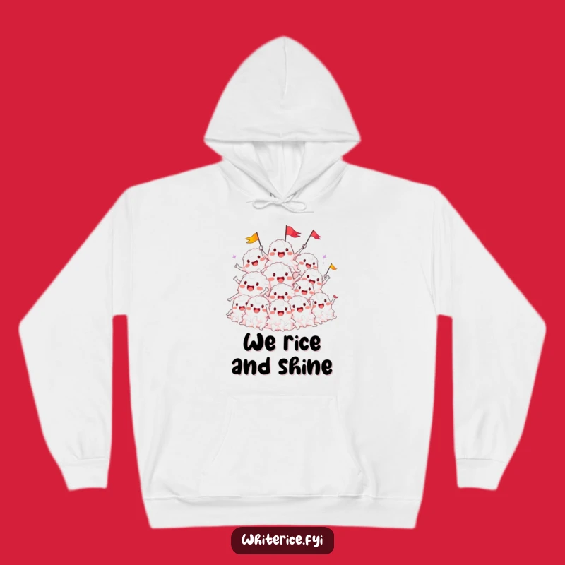 Funny Rice Pile Cheers Hoodie: Cozy Comfort with Hilarious Celebration Characters