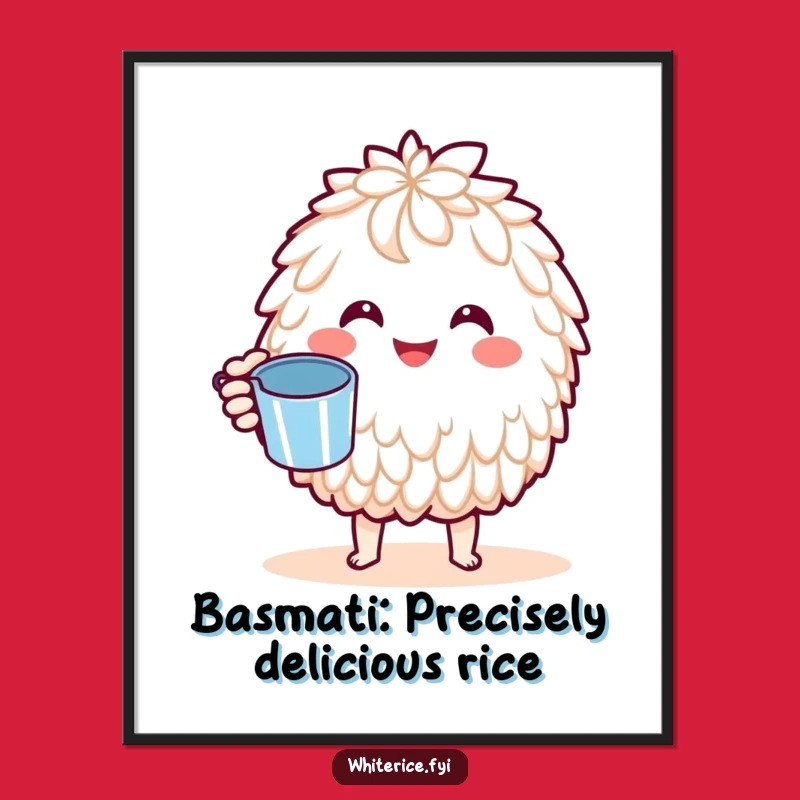 Free Printable Wall Art: Joyful Basmati Rice Character with Measuring Cup Decor