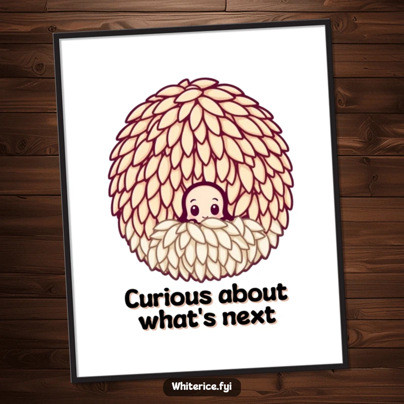 Funny Free Printable Wall Art: A curious rice grain peeking playfully from a larger cluster, adding a touch of whimsical mystery.