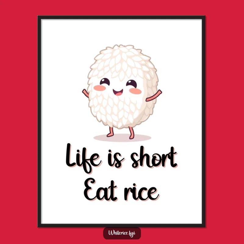 Free Printable Wall Art: Dancing Rice Character, Humorous Downloadable Decor for a Cheerful Home