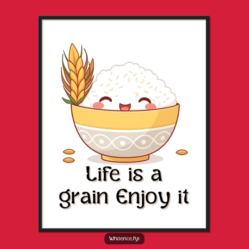 Free Printable Wall Art: Happy Rice Bowl Peeking Funny Decor Downloadable