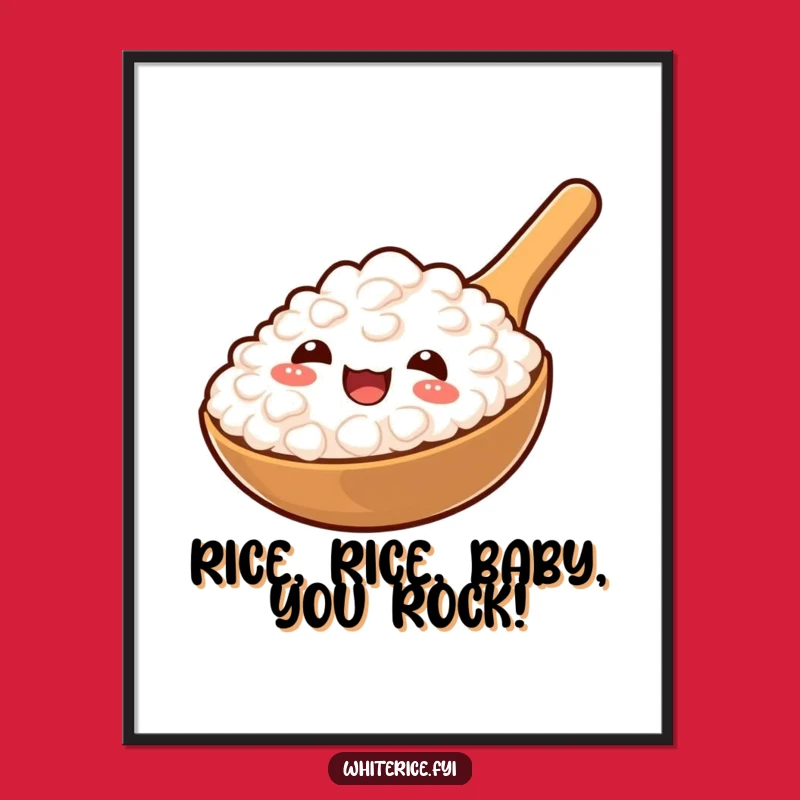 Free Printable Wall Art: Happy Rice Paddle Art, Funny Downloadable Gift Decor