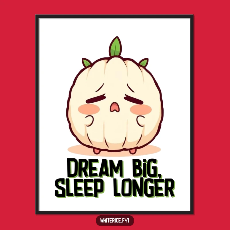 Free Printable Wall Art: Sleepy Rice Character for Cozy Home Decor