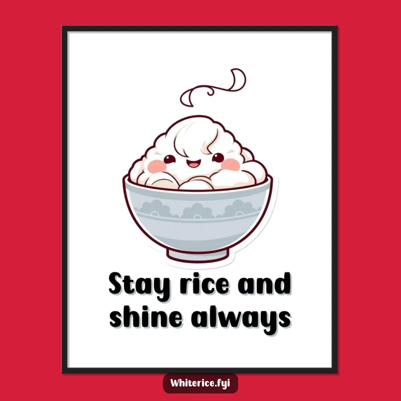 Funny Free Printable Rice Bowl Art: Kawaii Downloadable Wall Art for Kitchen Decor