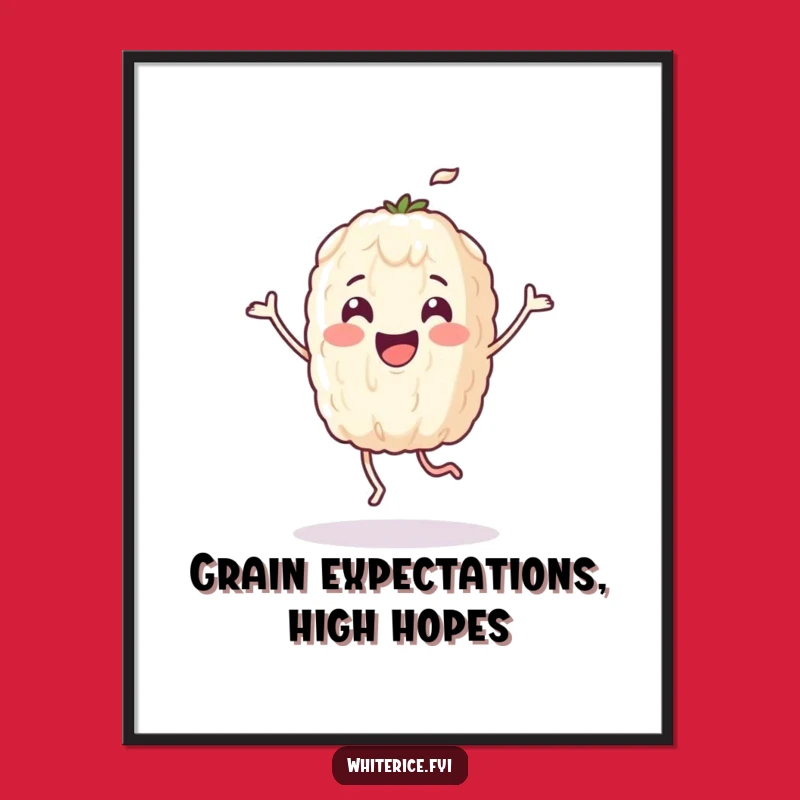 Free Printable Wall Art: Joyful Dancing Rice Character for Humorous Home Decor