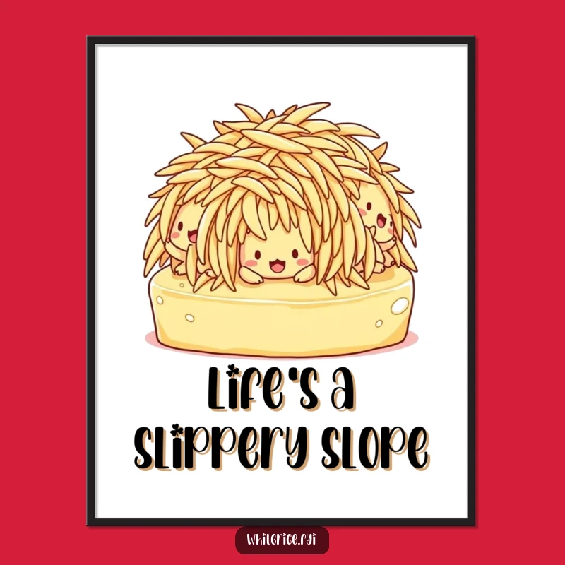 Free Printable Wall Art: Slipping Rice Characters for Humorous Home Decor