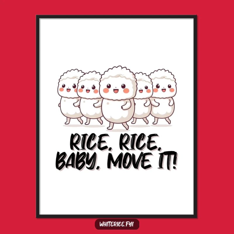 Funny Free Printable Wall Art: Marching Rice Characters, Hilarious Downloadable Whimsical Decor