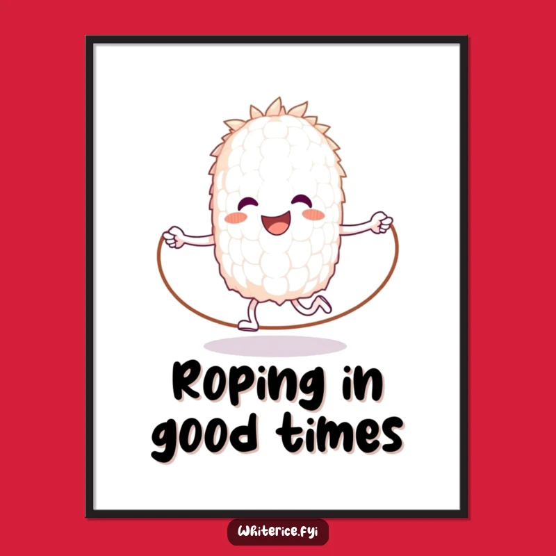 Funny Free Printable Wall Art: Jumping Rice Grain, Hilarious Downloadable Whimsical Decor