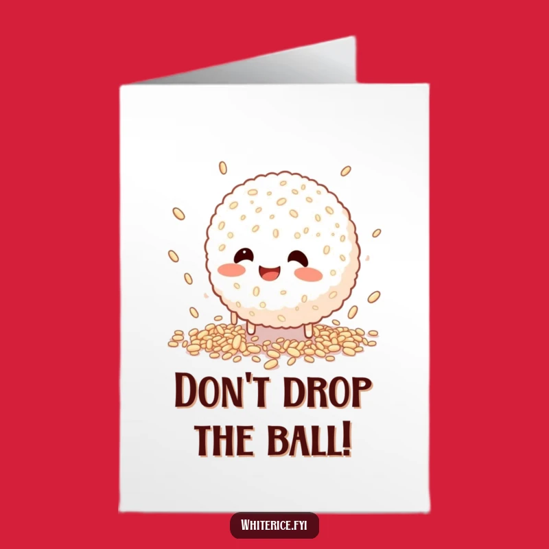 Free Printable Birthday Card: Funny Rice Ball Catch, Falling Grains, Downloadable Gift