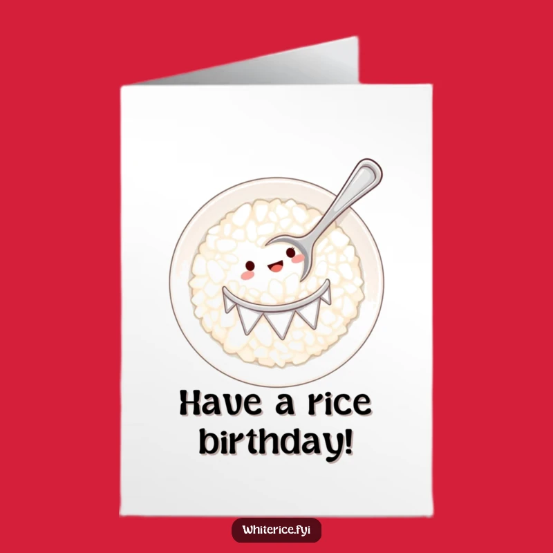 Free Printable Birthday Card: Rice Drumming Spoon, Funny Downloadable Gift for a Rhythmic Celebration