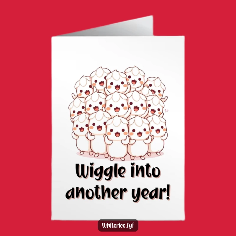 Free Printable Birthday Card: Wiggling Rice Pile Card, Humorous Downloadable Digital Gift