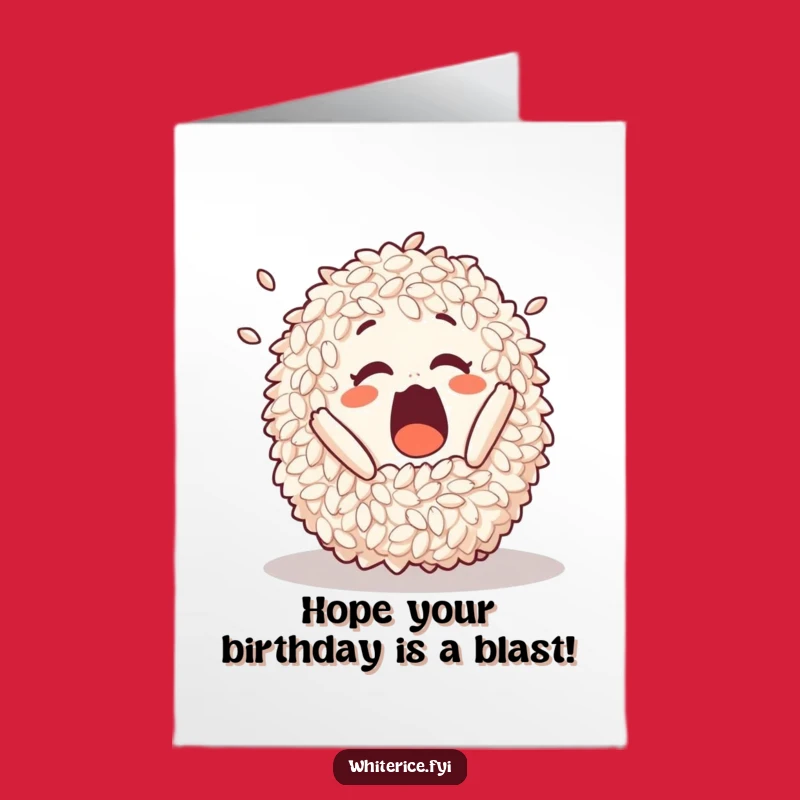 Free Printable Birthday Card: Tumbling Rice Pile Surprise, Hilarious Downloadable Gift