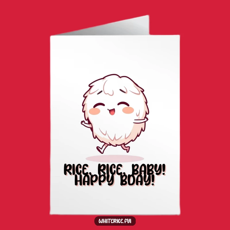 Free Printable Birthday Card: Giggling Rice Character Staggering Funny Gift