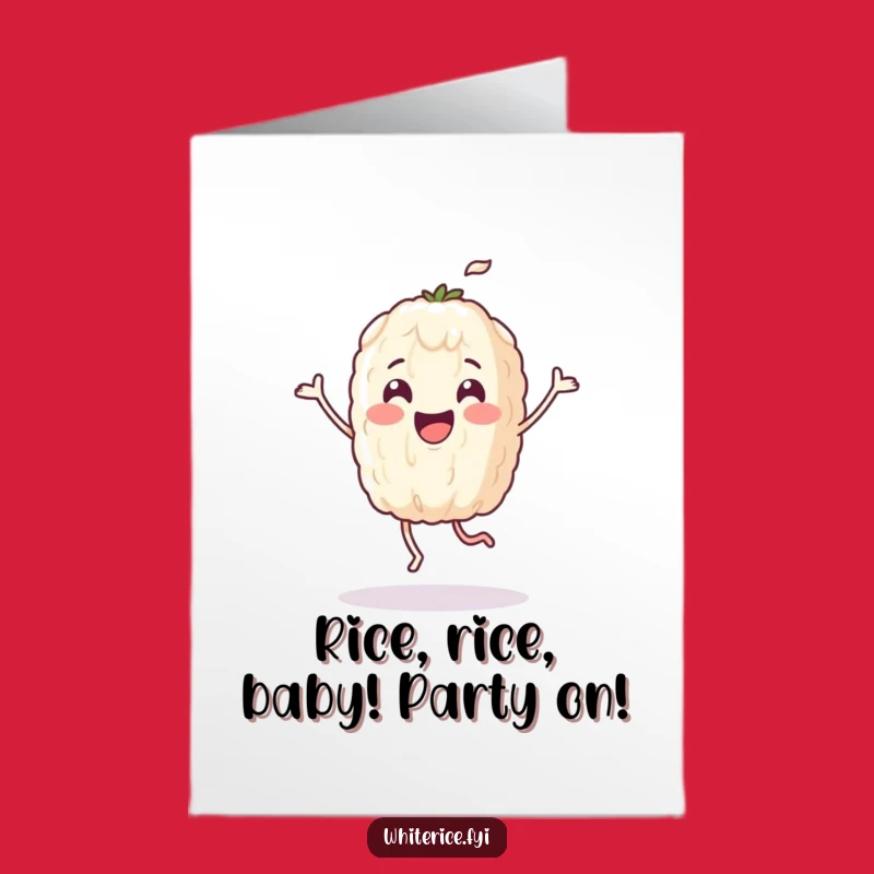Free Printable Birthday Card: Dancing Rice Character for a Hilarious Downloadable Gift